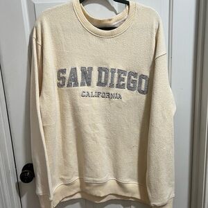 Pacifica Beige Crewneck Sweater with San Diego Design